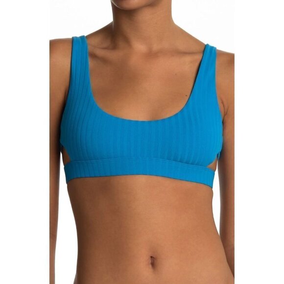NWT BOUND BY BOND-EYE Ribbed Bikini Top Blue - Picture 1 of 4